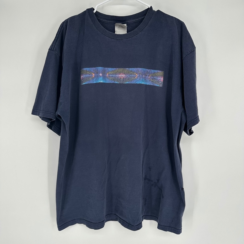 Vintage Nike Graphic Shirt XL Navy Blue Abstract Geometric Y2K Distressed Faded